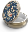 Pillola Case Pill Box con Specchio Retro 3 scomparti Piccolo Pillola Case per Purse o Pocket Bronze Small Roud Pill Box o Vitamine, Olio di Pesce, Integratori, Pillola Containe Regali di viaggio( Retro Rose Floral)