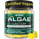 Calcium Gummies for Women + Magneisum Vitamin D3 K2, C, Zinc, Boron, Sustainable Algae (3rd Party Tested) for Bone Strength, Nerve, Calcium Absoption, Sugar Free Calcium Supplement, Vegan, 60 Counts