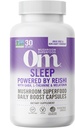 OM Mushroom siêu thực phẩm Mushroom Capsules phụ trợ siêu thực phẩm, 90 bá tước, 30 ngày, Reishi, GABA, L-Theine, Melatonin cho siêu thực phẩm ngủ và nghỉ ngơi