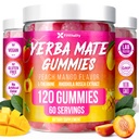120 Yerba Mate Gummies – W/ L-Theanine, Rhodiola, Ginseng, Choline, B12. | Peach Mango Flavor. Vegan
