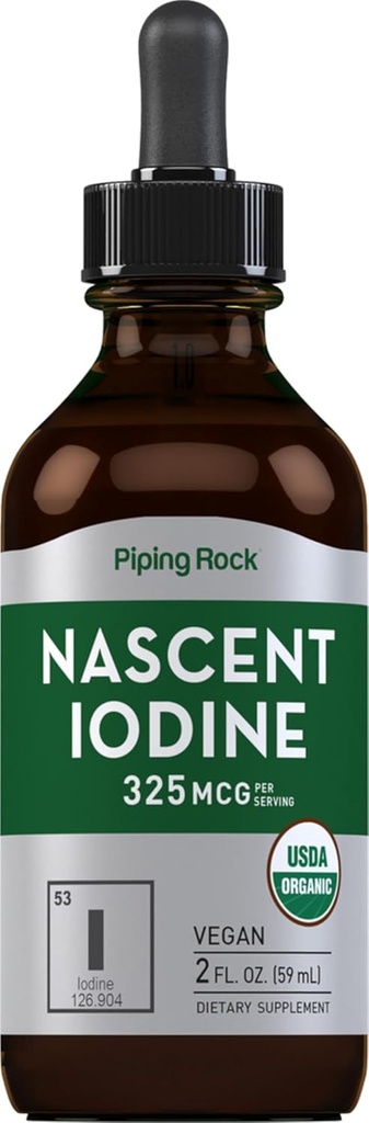 Piping Rock Nascent Iodine Drops Organic | 2 fl oz | 액체 채식주의자 보충교재 | Non-GMO, 글루텐 무료