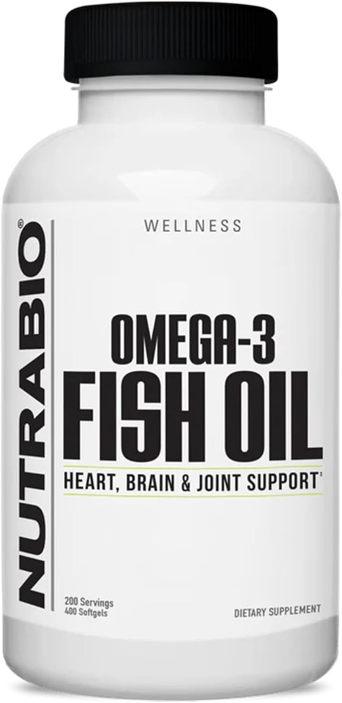 Suppléments d'huile de poisson NutraBio Omega 3, 2000mg, 400 Softgels - Supplément acide gras DHA Omega 3 pour aider à soutenir un cœur en santé