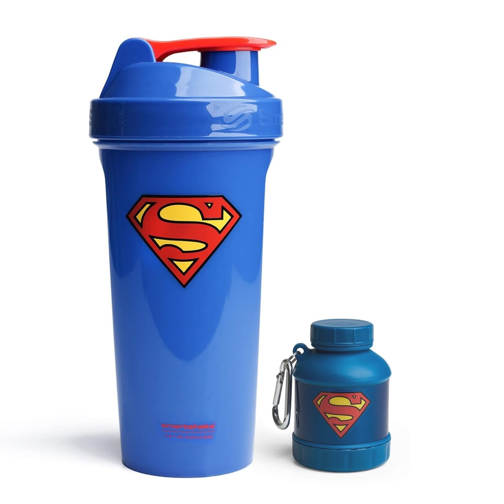 Smartshake DC Comic Bundle - Superman Protein Shaker – 800ml Leakproof Shaker Bottle & 110ml BPA-Free Funnel for Protein Powder