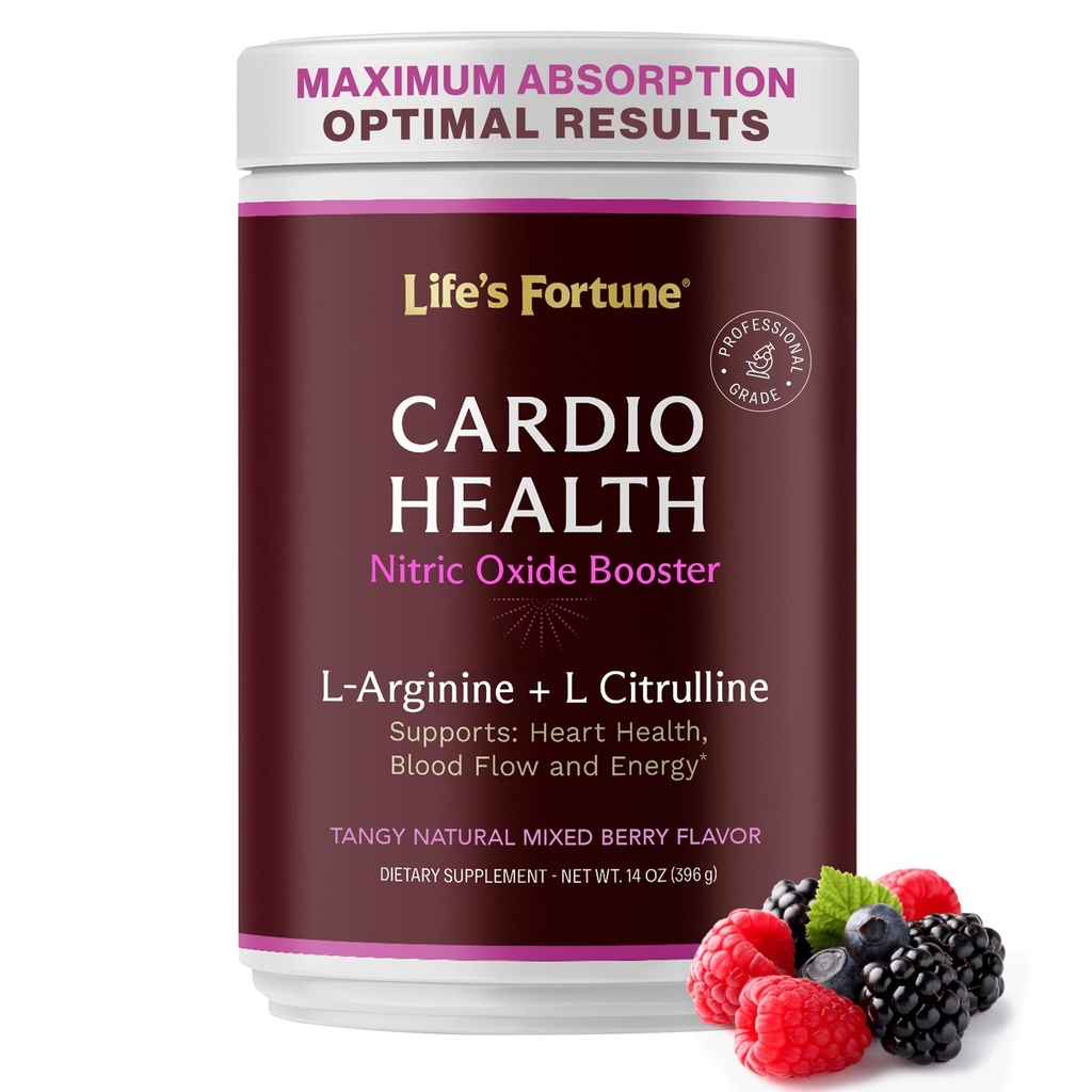 Life's Fortune L Arginine L Citrulline Supplement Powder - High Potency Nitric Oxide Supplement Booster with Natural Mixed Berry Flavor (30 Servings (Pack of 1)