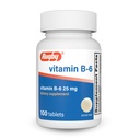 Rugby Vitamin B-6 Tablets - 25mg of Vitamin B6 - Dietary Supplement - 100 Count (1 Pack)