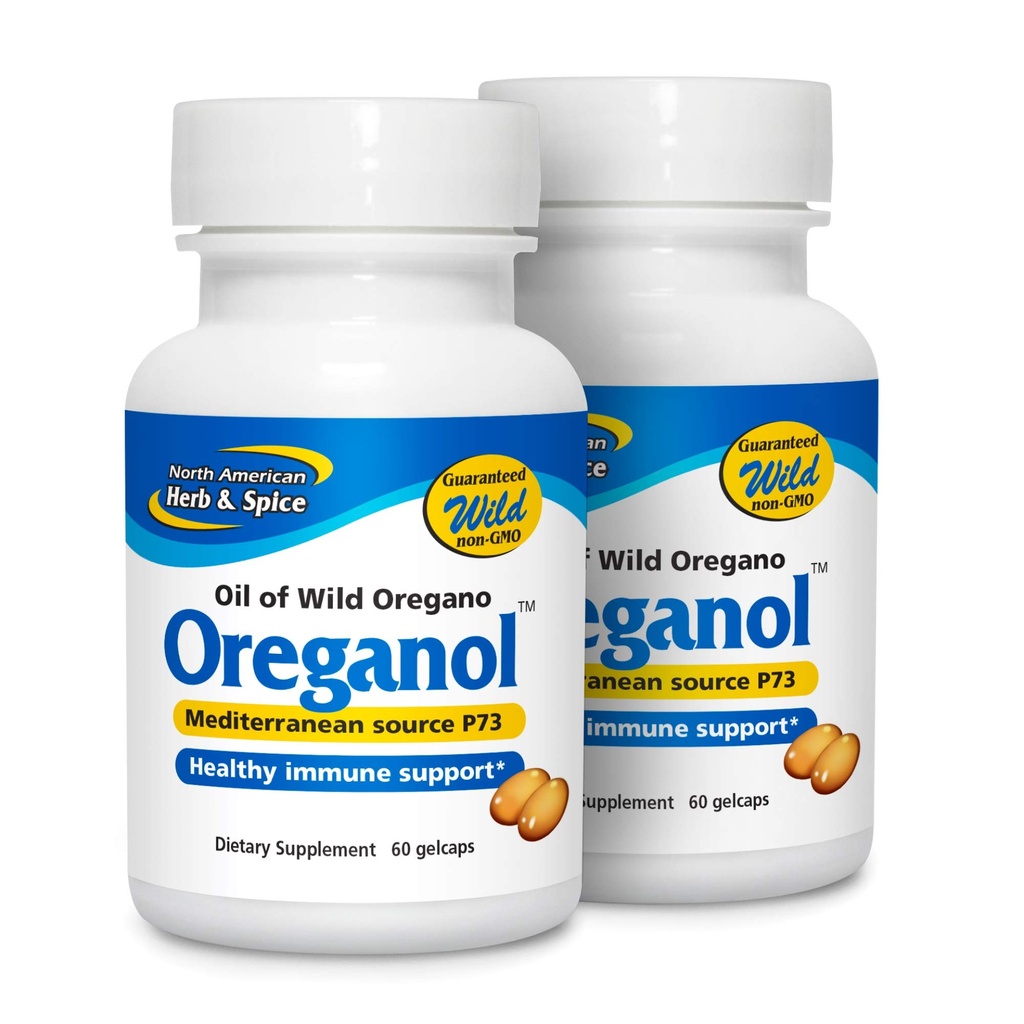 NORTH AMERICAN HERB & SPICE Oreganol P73 (2 Pack) - 60 Softgels - Immune System Support - Unprocessed, Vegan Friendly Wild Oregano - Mediterranean Source - Non-GMO - 120 Total Servings