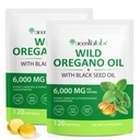 Oil of Oregano with Black Seed Oil, (2PACK) Oil of Oregano Capsules Organic 2 in 1 6000mg, Natural Defense Supplement, Non-GMO, Easy to Swallow -120 Count