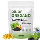 Oil of Oregano with Black Seed Oil - Oil of Oregano Capsules, Aceite de Orégano Capsulas, Immune Support, Non-GMO, Gluten Free, 6000MG 300 Softgels