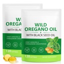 6000mg Oil of Oregano with Black Seed Oil, 2Pack Oregano Oil Capsules Organic with 165mg Carvacrol – Natural, Non-GMO, Gluten-Free Oregano Supplement – 240 Capsules