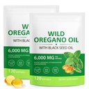 Oregano Oil Capsules, 2 in 1 6000mg Oil of Oregano with Black Seed Oil 200mg Softgels, 165mg Carvacrol, Non-GMO, Gluten Free, 240 Count