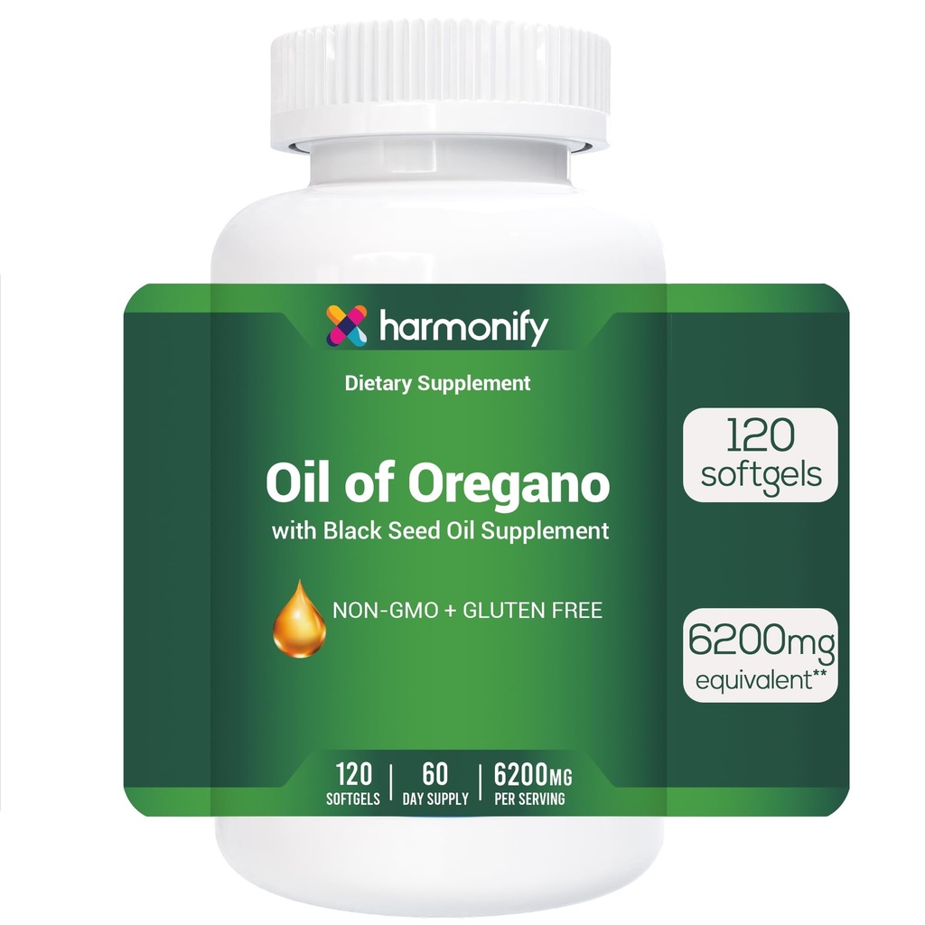 Oil of Oregano with Black Seed Oil Supplement for Immune & Digestive Support, Black Seed Oil, Oregano Oil Supplement, 120 Softgels, 60 Day Supply, Non-GMO & Gluten Free