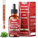 12in1 Oil of Oregano with Black Seed Oil Liquid Drops with Elderberry, Olive Leaf, Marshmallow Root, Garlic, Turmeric, Ginger, Peppermint - Digestive Health Support - 30ml | 1 FL Oz