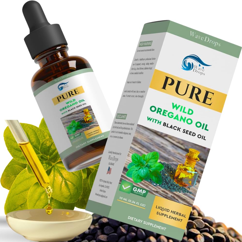Wild Oregano Oil with Black Seed – 80%+ Carvacrol – Pure & Undiluted – 0.34 fl oz Liquid Drops | GMP Certified