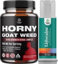 Bundle of Horny Goat Weed for Men - Extra Strength Male Supplement with Black Maca Root for Stamina & Energy and Lidocaine Desensitizing Topical Spray Climax Control - Longer Lasting Performance