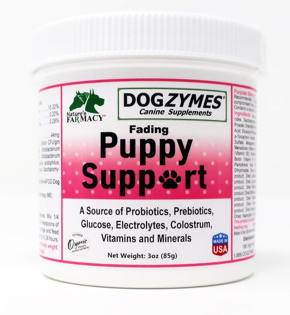 Dogzymes Fading Puppy 支持 亲生素 亲生素 亲生素 葡萄糖 电解质 维生素 矿物 结合水(3 Ounce) 1至16
