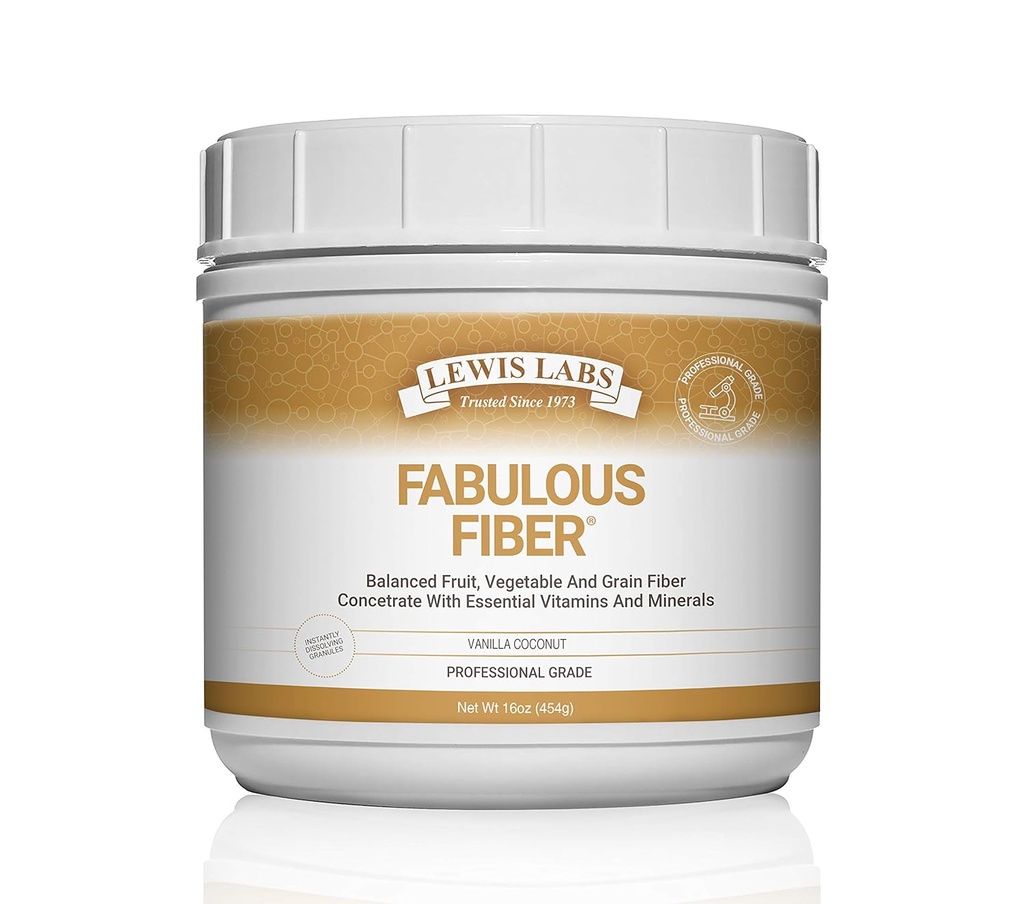 Lewis Labs Fabulous Fiber Powder Supplement (Suplemento Fabuloso de Fibra em Pó) Delicious Quick Dissolve Daily Fiber Powder from Fruits, Legumes & Grains (Minerais de Vitaminas de Grau Profissional) Orgulhosamente Feitos nos EUA
