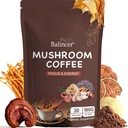 Cogumelo Café, 6 Cogumelos Adaptogênicos (Mane de Leão, Cordyceps, Turquia Tail & Other) Misturado com Café Instant Premium para Foco, Energia, Immune e Gut Health Support, 30 Servings