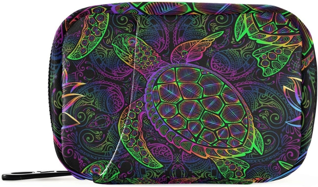Caixa de pílulas Tartaruga do Mar de Boho com Lótus e Mandala 7 dias caso de pílula viagem saco organizador com zíper portátil semanal Vitamina Medicina Supplement Holder Bolsa