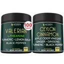 Herbpy Bundle 6in1 Premium Ceylon Cinnamon Capsules 755mg/serving (100 Capsules) & 5in1 Valerian Root Capsules 755mg/serving (100 Capsules)