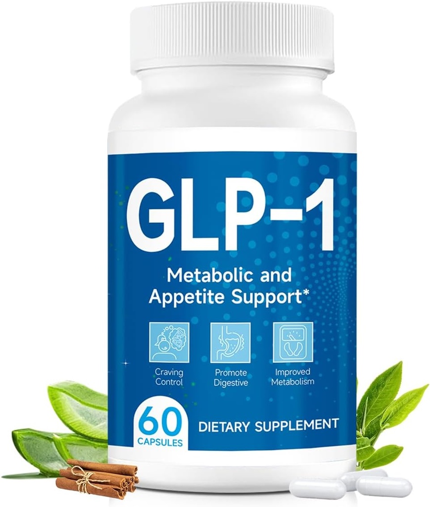 Dukungan GLP-1 Suplemen, GLP-1 Dukungan dengan Probiotik Alami, Ekstrak GLP 1, Suplemen Gut, Energy, Overall Health & Levels - 60 Capsules (1pc)