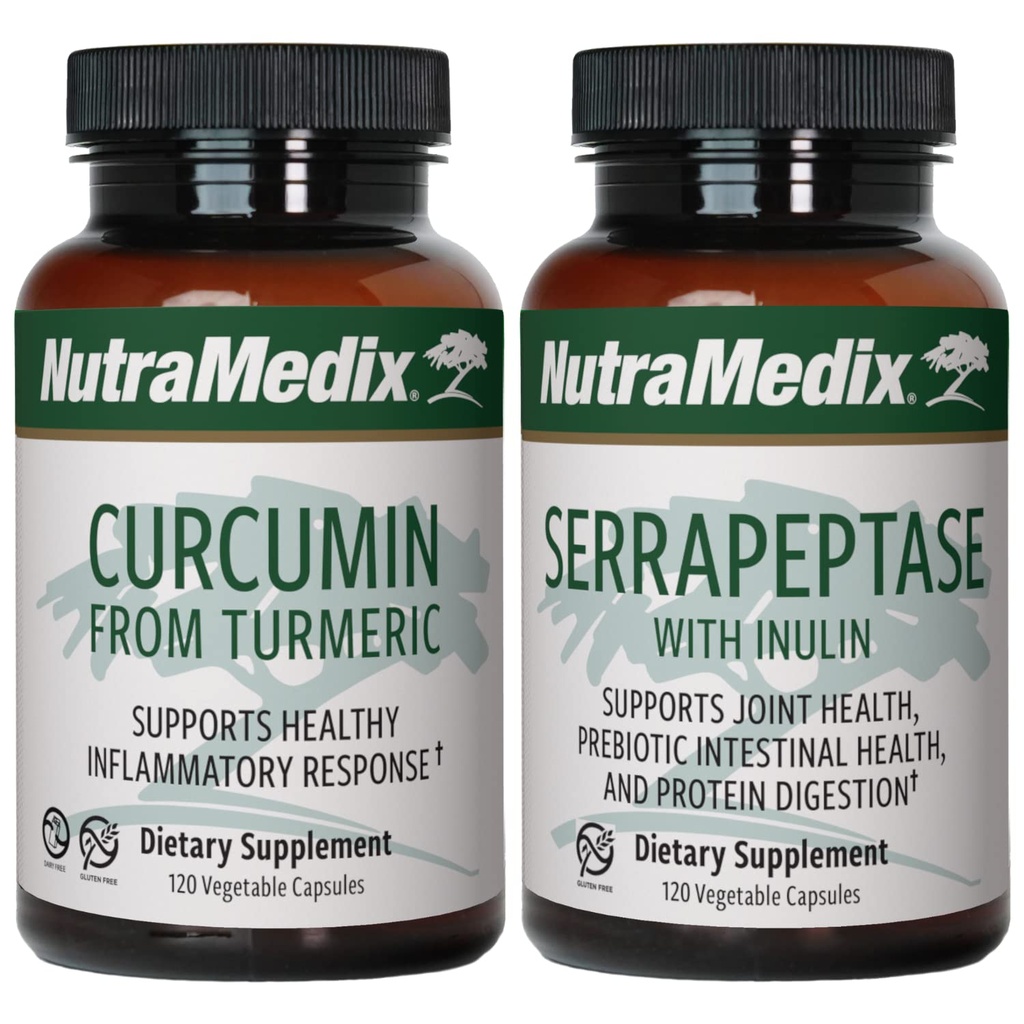 NutraMedix Joint Support Bundle - Включає Curcumin від Turmeric і Serrapeptase Enzyme підтримує капсули для спільної підтримки та здорового запалювального реагування - набір добавок 2-Piece