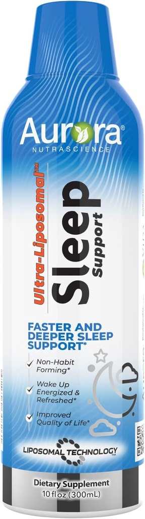 Vida Lifescience Aurora Nutrascience Ultra-Liposomal Sleep Aid Support, включает мелатонин, L-теанин, ашваганду и успокаивающую ромашку, ромашку, 30 сервий, 10 fl oz