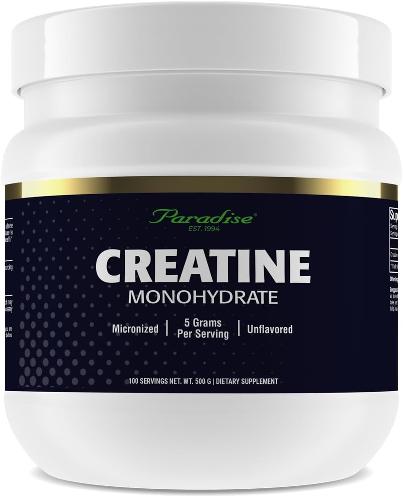 Paradise Creatiini Monohydraatti Powder, Micronized parantaa imeytymistä, tukee lihas Building & Athletic Performance, 500g, 100 tarjoilua