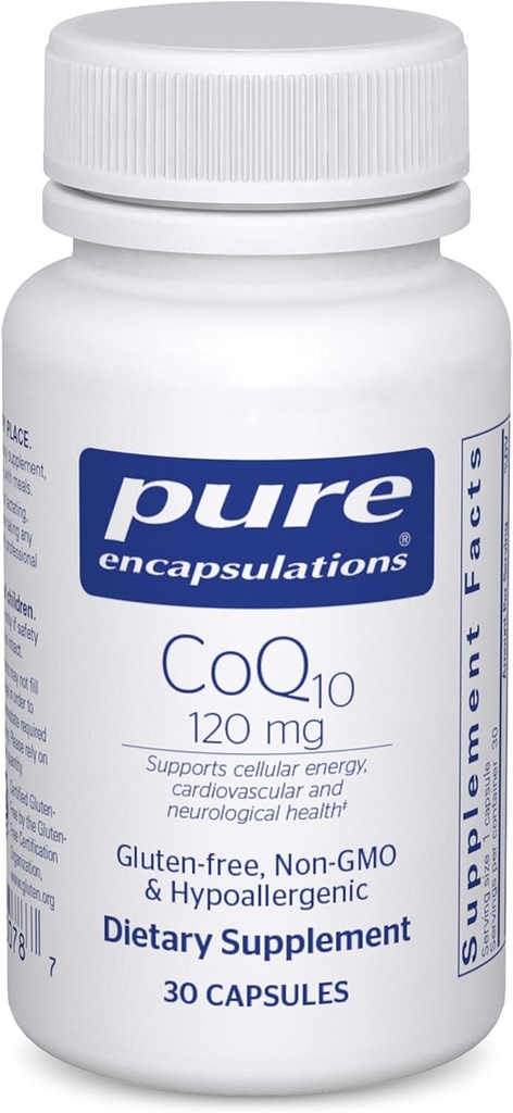 순수한 캡슐에 넣기 CoQ10 120 mg - 심장 건강, 에너지, 산화 방지제, 뇌 및 기억 건강을 위한 Coenzyme Q10 보충교재 - 세포질 건강, Cognition & 심장 혈관 지원* - 30의 캡슐