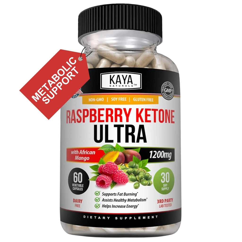 Kaya Naturals Keto Diet Raspberry Ketone - Weight Loss Supplement, Appetite Control, Boost Metabolism - 60 Count