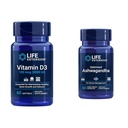 Life Extension Vitamin D3 5000 IU, Ashwagandha - Stress Relief, Focus, Memory, Mood Support - Non-GMO Supplement Bundle