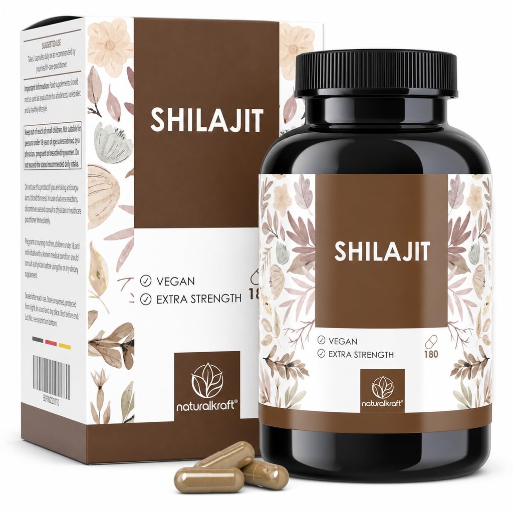 Shilajit Capsules – High Strength with 1300 mg per Daily Serving (10:1 Extract), 650 mg Fulvic Acid & 156 mg Humic Acid – Himalayan Shilajit, Vegan & German Lab-Tested, 180 Capsules