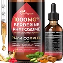 Berberine with Ceylon Cinnamon Supplement Phytosome Liquid Drops 1000mg | 17-in-1 Metabolism & Gut Support: Chromium, 30B Probiotics, R-ALA, Gymnema, Bitter Melon, Glucomannan, Green Tea, L-Carnitine