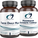 Magnesium Glycinate Complex Osasunerako Diseinuak (60 kapsula) eta Bi Eguneko Multia (60 kapsula) Bundle - Premium Multivitamin Folate eta Absorption Magnesium gehigarriarekin