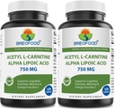 Brieofood Acetyl L-Carnitine Alpha Lipoic Acid (ALA ALC) 750 mg 120 Capsules (Pack of 2)
