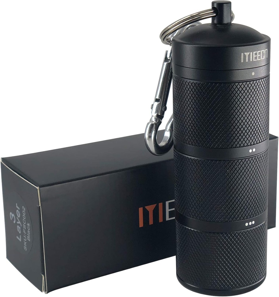 שלושה מארגן גלולות גדול שכבתי, אלומיניום, Metal Dispensers, חסימת מים, יכול לאחסן גלולות כל גודל, ויטמינים, שמן Cod Liver, תוספים ותרופות (שחור)