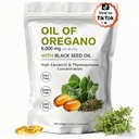 Oregano Oil Softgels - Oil of Oregano with Black Seed Oil 6000mg | Oregano Oil 2-in-1 | Non-GMO - Gluten Free - 1 Bag / 180 Count
