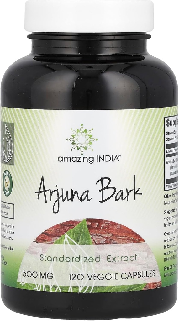 Amazing India Arjuna Bark Extract Supplement 124; 500 Mg
