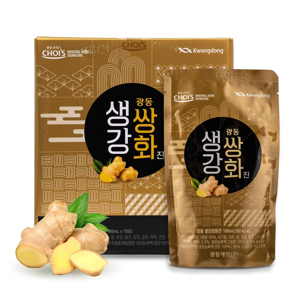 KWANGDONG Ssang Hwa Jin Korean Herbal Ginger Tea – Traditional Ssanghwatang Body Warming Wellness Drink for Energy, Vitality & Immune Support, 10 Pouches (33.8 fl oz)