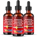 Berberine with Ceylon Cinnamon Supplement Liquid Drops + Bitter Melon Extract, Glucomannan, Gymnema, Chromium, Turmeric, Panax Ginseng, Moringa- 6 OZ