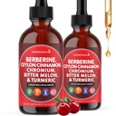 Berberine with Ceylon Cinnamon Supplement Liquid Drops + Bitter Melon Extract, Glucomannan, Gymnema, Chromium, Turmeric, Organic Panax Ginseng, Moringa 4oz