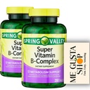 Spring Valley Super Vitamin B Complex Tablets Dietary Supplement 250 Count Pack of 02 + me Gusta Sticker
