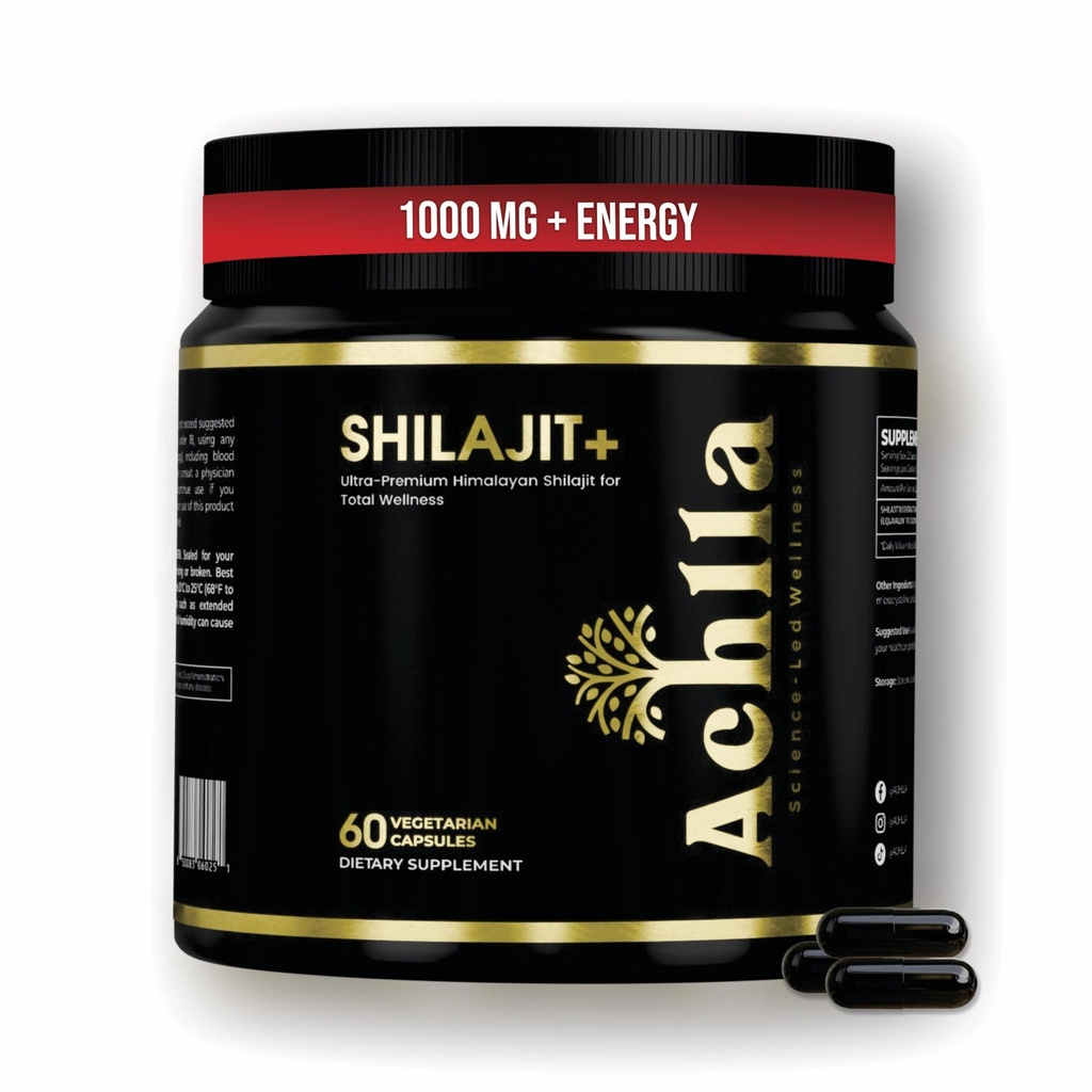 Himalayan Shilajit Capsules 1000mg per Serving – 60 Vegan Capsules – Natural Fulvic Mineral Complex – Premium Quality – Non-GMO – Made in USA – Daily Wellness Support