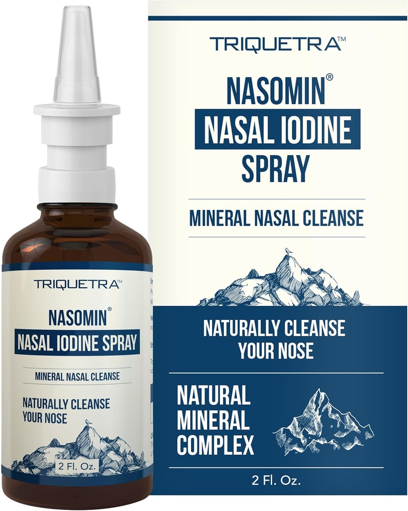 Nasomin® Iodine Nasal 스프레이 – 클렌징 및 상쾌한 Nasal Passages – Iodine & Fulvic Acid Blend – 150+ 병당 사용 – 100% 천연 미네랄 공식 – (2 oz. Bottle + Nasal Sprayer)