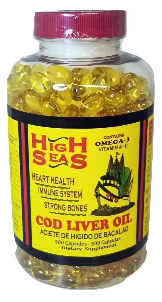 High seas cod Liver Oil Capsules 500 Capsules