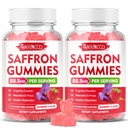 MEENCCD 2 Pack Saffron Gummies for Kids & Adults - Saffron Supplements with Magnesium, L-Theanine, Rhodiola, Sugar-Free, Raspberry Flavor, 120 Count