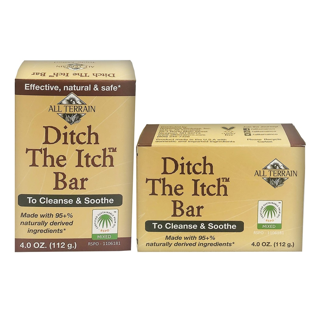 All Terrain Ditch The Itch Bar Soap, 4oz., to Cleanse & Soothe Itchy Irritated Skin (Pack of 2)