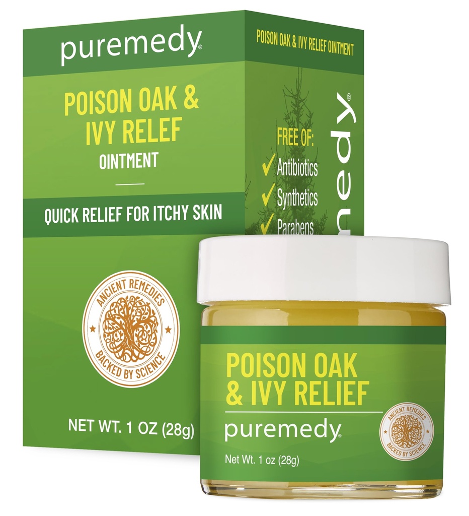 Puremedy - Poison Oak and Ivy Relief Ointment - All-Natural Salve with Pine Extracts and Organic or Wild Harvested Ingredients, for Itchy Skin, Quick Relief, Unscented, 1 oz