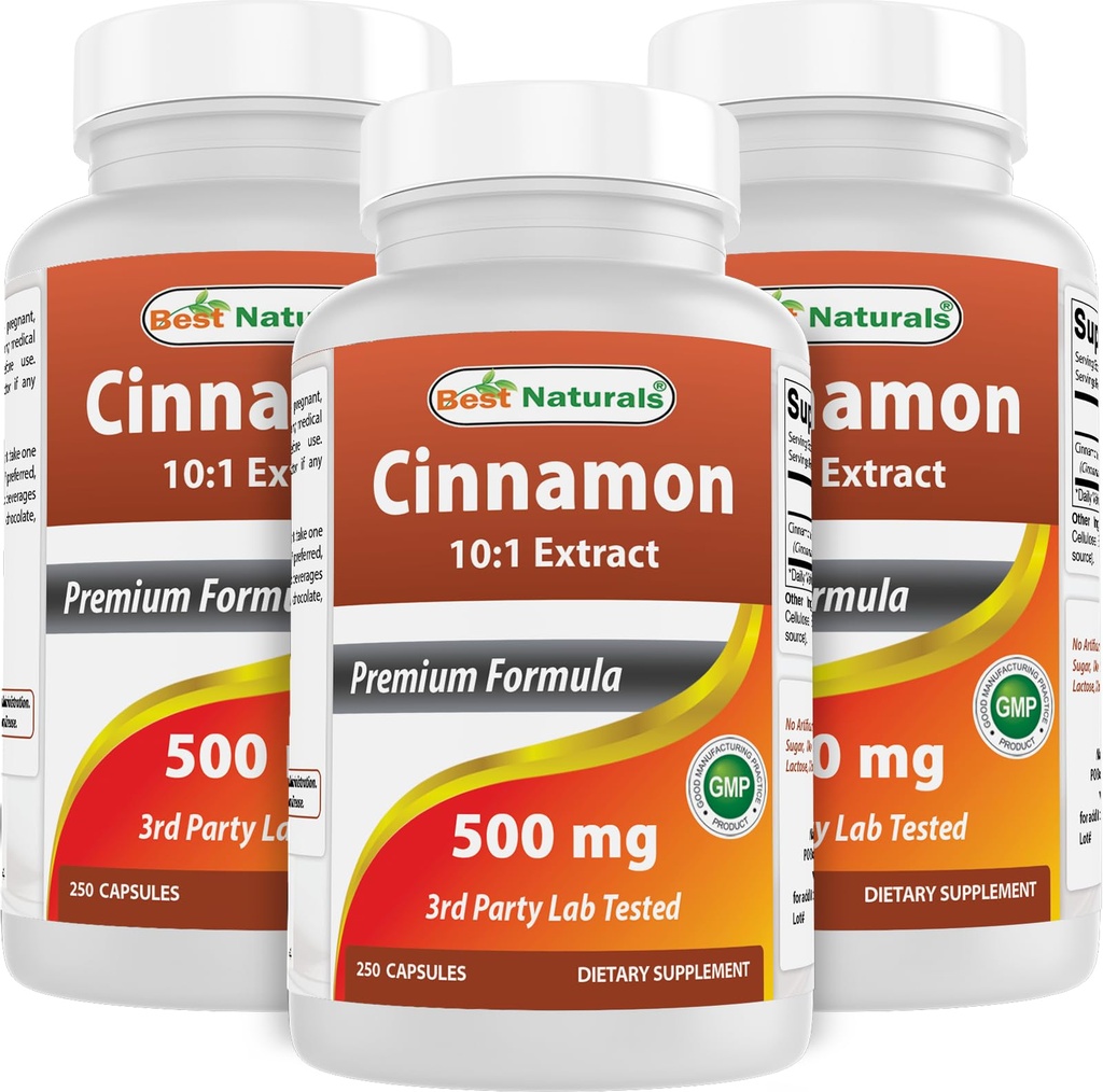 Best Naturals Cinnamon 500 mg 250 Capsules (250 Count (Pack of 3))