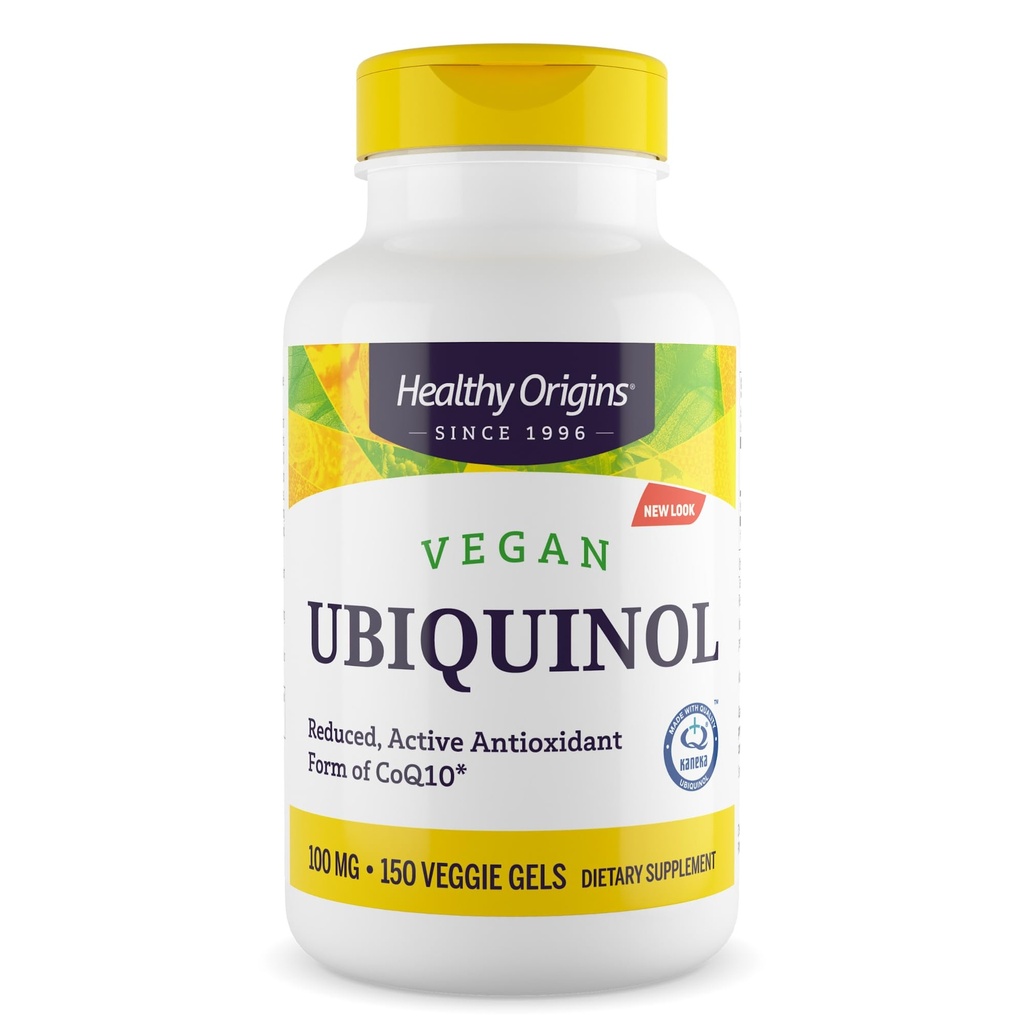 Healthy Origins Vegan Ubiquinol (Active Form of CoQ10), 100 mg - Kaneka Ubiquinol Supplements for Heart Health & Antioxidant Support - Gluten-Free & Non-GMO Supplement - 150 Veggie Gels