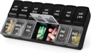 7 Day Weekly AM Pill Organizer, 2 Times A Day Böyük Pill Case Pill Box üçün Pills Vitamin dəstək üçün Pill Box (Black+White,2 Times)